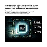 LG 65-дюймовый телевизор Смарт ТВ LG OLED AI B6 4K 2026, ИИ Процессор alpha 8 AI 4K Gen3 в LG OLED AI B6 светится голубым светом на печатной плате, подчеркивая производительность обработки ИИ: NPU до 5,0 раз быстрее, процессор на 10% быстрее, а объем памяти, OLED65B6RLA, thumbnail 5