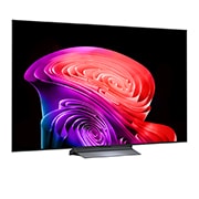 LG 65-дюймовый телевизор Смарт ТВ LG OLED AI C6 4K 2026, Телевизор LG OLED evo AI C6, показанный спереди и сбоку, оснащен 65-дюймовым дисплеем шириной 1441 мм, общая высота 826 мм, ультратонкий 45,1 мм (без подставки)., OLED65C6DLA, thumbnail 3