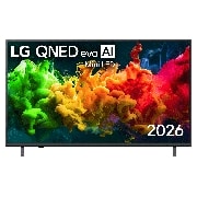 LG 50-дюймовый телевизор Smart&nbsp;TV LG QNED evo AI QNED80 Mini LED 4K 2026, Вид спереди на телевизор LG QNED evo AI QNED80 Mini LED, выпущенный в 2026 году, показывает экран, заполненный яркими, плавными всплесками разных цветов в движении, богато наслоенные цвета плавно раст, 50QNED80B6B, thumbnail 1