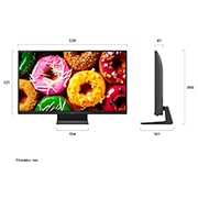 LG 24-дюймовый телевизор LG Смарт ТВ ИИ LB70 FHD 2026, Телевизор LG SMART TV AI LB70, показанный спереди и сбоку, представляет собой 24-дюймовый дисплей с шириной экрана 539 мм, высота экрана 321 мм, высота с подставкой 366 мм, глубина 41 мм, основание подставки 154 на 161&nbsp;мм., 24LB70006LA, thumbnail 2