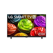 LG 32-дюймовый телевизор LG Смарт ТВ ИИ LB65 FHD 2026, Вид спереди на телевизор LG SMART TV AI LB65, выпущенного в 2026 году, на экране крупный план разноцветных кексов подчеркивает гладкую глазурь, разнообразные цвета и четкие детали поверхности по всему дисплею., 32LB650B6LA, thumbnail 1