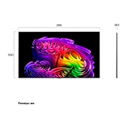 LG 97-дюймовый телевизор Смарт ТВ LG OLED evo AI G6 4K 2026, Телевизор LG OLED evo AI G6, показанный спереди и сбоку, оснащен 97-дюймовым дисплеем шириной 2155 мм, общая высота 1230 мм, ультратонкий 28,2 мм (без подставки)., OLED97G6RLA, thumbnail 3