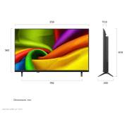 LG 43-дюймовый телевизор Smart TV LG NANO 4K UHD AI NU90 2026, LG NANO 4K UHD AI NU90, показанный спереди и сбоку, представляет собой 55-дюймовый дисплей с шириной экрана 1228 мм, высота экрана 715 мм, высота с подставкой 776 мм, глубина 70,8 мм, основание подста, 43NU900B6LA, thumbnail 2