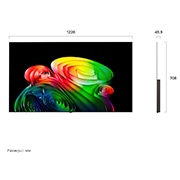 LG 55-дюймовый телевизор Смарт ТВ LG OLED AI B6 4K 2026, Телевизор LG OLED AI B6, показанный спереди и сбоку, оснащен 55-дюймовым дисплеем шириной 1228 мм, общая высота 708 мм, ультратонкий 45,9 мм (без подставки)., OLED55B6RLA, thumbnail 3