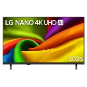 LG 65-дюймовый телевизор Smart TV LG NANO 4K UHD AI NU90 2026, Вид спереди на LG NANO 4K UHD AI NU90, выпущенный в 2026 году: экран заполнен плавными слоями ярко окрашенных, тканеподобных текстур, а изогнутые многоцветные складки распространяются по всему дисплею, 65NU900B6LA, thumbnail 1