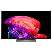 LG 55-дюймовый телевизор Смарт ТВ LG OLED AI C6 4K 2026, Фронтальный вид телевизора LG OLED evo AI C6, выпущенного в 2026&nbsp;году, отображает многослойные разноцветные формы, демонстрируя технологии Сверхсияющего изображения, Гармонии идеально черного и цветны, OLED55C6DLA, thumbnail 2