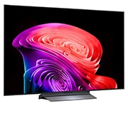 LG 55-дюймовый телевизор Смарт ТВ LG OLED AI C6 4K 2026, Телевизор LG OLED evo AI C6, показанный спереди и сбоку, оснащен 65-дюймовым дисплеем шириной 1441 мм, общая высота 826 мм, ультратонкий 45,1 мм (без подставки)., OLED55C6DLA, thumbnail 3