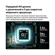 LG 115-дюймовый умный телевизор LG QNED evo AI Mini LED QNED93 4K 2026, ИИ-процессор alpha 8 4K 3-го поколения в телевизоре LG QNED evo AI QNED90 Mini LED светится синим светом на печатной плате, подчеркивая производительность ИИ-обработки: нейропроцессор в 5 раз быстрее, графический процессор на 10% мощнее и пропускная способность памяти увеличена на 20%., 115QNED93B6, thumbnail 7