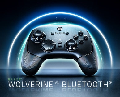 На экране LG QNED evo AI Mini LED с первой в мире функцией Bluetooth со сверхнизкой задержкой показан беспроводной игровой контроллер с надписью «Razer Wolverine V3 Bluetooth», что указывает на оптимизированную поддержку контроллеров Bluetooth для игры без задержек.