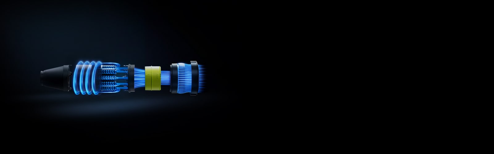 Крупный план умного инверторного мотора  LG Smart Inverter Motor™ с демонстрацией его основных компонентов.