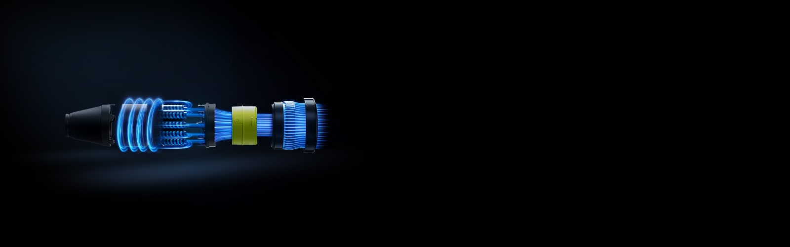 Крупный план умного инверторного мотора  LG Smart Inverter Motor™ с демонстрацией его основных компонентов.