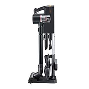 LG Пылесос вертикальный беспроводной LG A9N-MASTERX | Моющий, Пылесос LG A9N-MASTERX вид с боку с насадками на базе, A9N-MASTERX, thumbnail 15