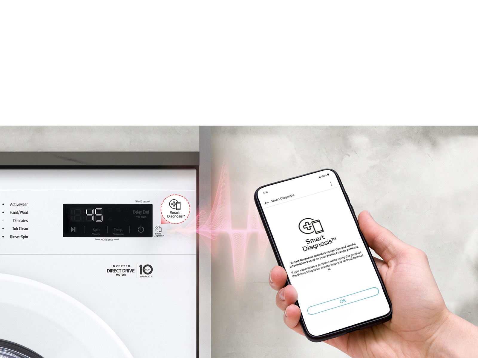 Мобильная диагностика Smart Diagnosis™  определяет проблемы в стиральной машине через смартфон