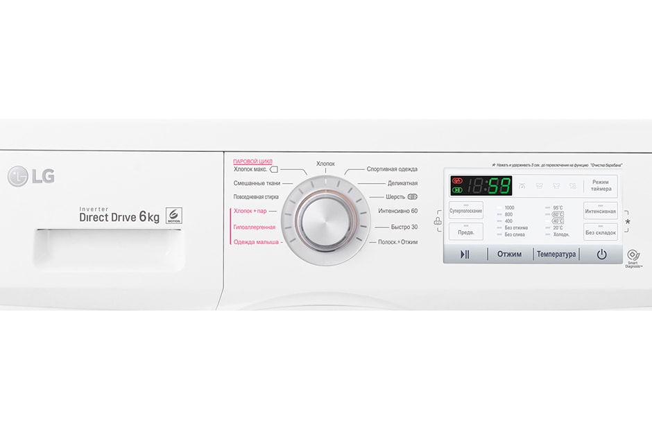 LG Узкая стиральная машина c функцией пара Steam, 6кг, FH0H4NDS0, thumbnail 5