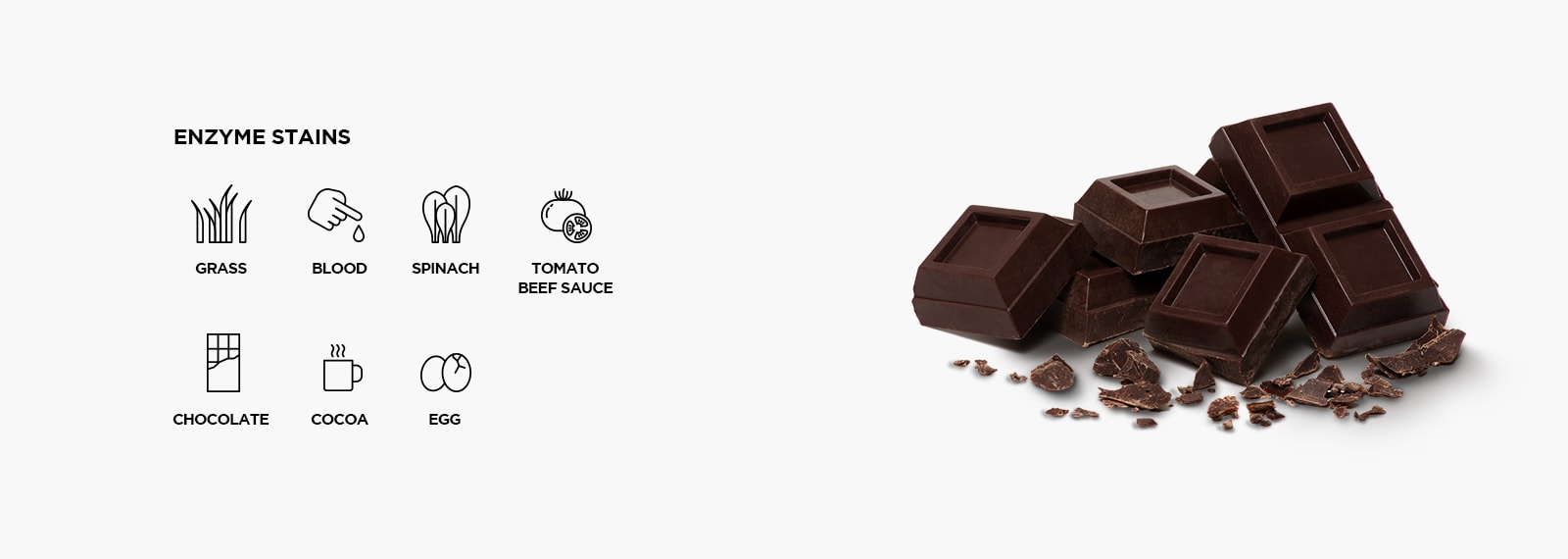 Шоколад изображен на картинке слева, на белом фоне.