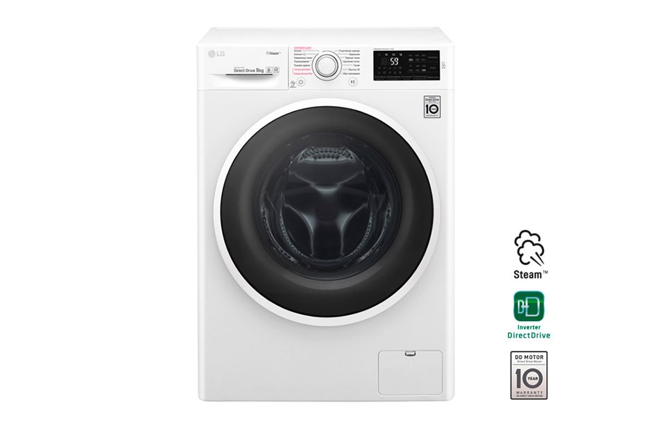 LG Стиральная машина LG F4J6VS0W с паром, 9 кг, F4J6VS0W