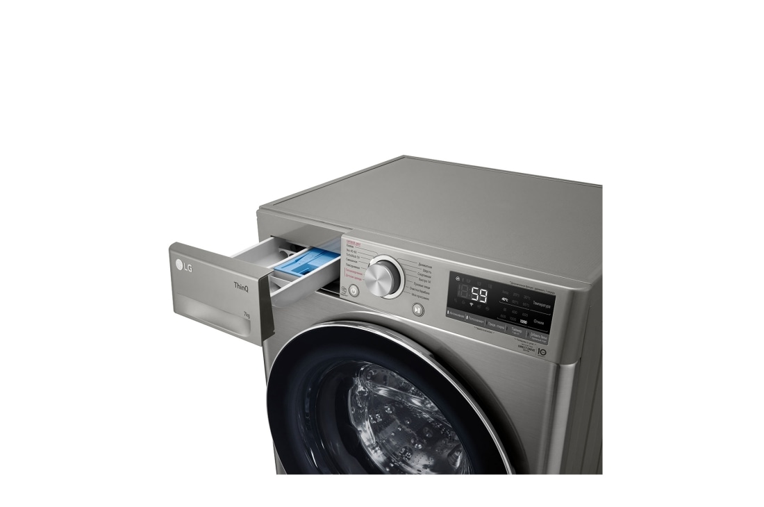 LG Стиральная машина узкая LG F2V5HS2S с паром, 7 кг, Стиральная машина LG F2V5HS2S с открытым лотком (вид справа), F2V5HS2S, thumbnail 6