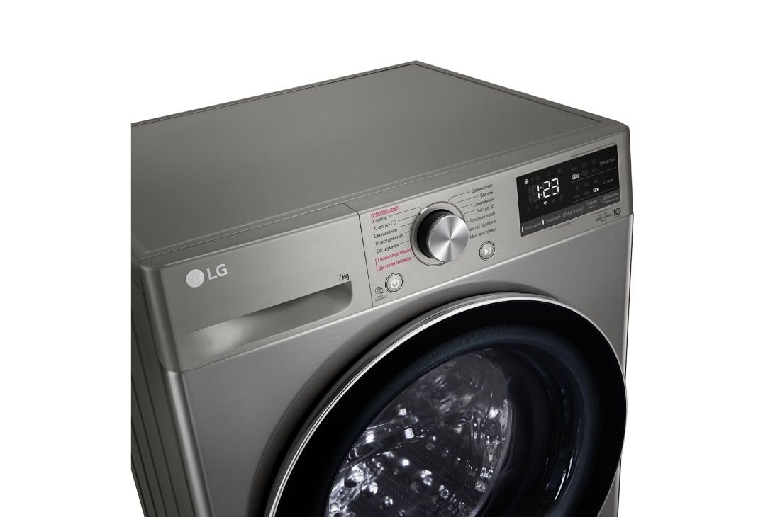 LG Стиральная машина узкая LG F2V5HS2S с паром, 7 кг, Стиральная машина LG F2V5HS2S с открытой дверцей (вид справа), F2V5HS2S, thumbnail 11