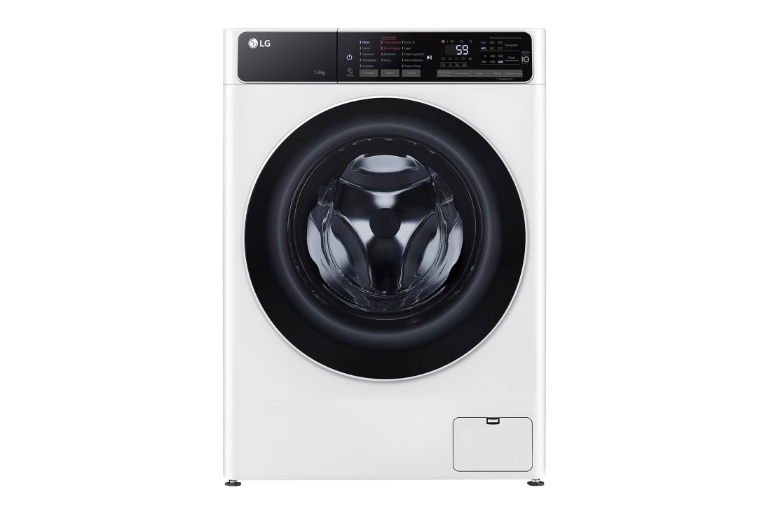 LG Узкая стиральная машина с технологией AI DD и функцией сушки, 7/4кг, F2T3HG0W