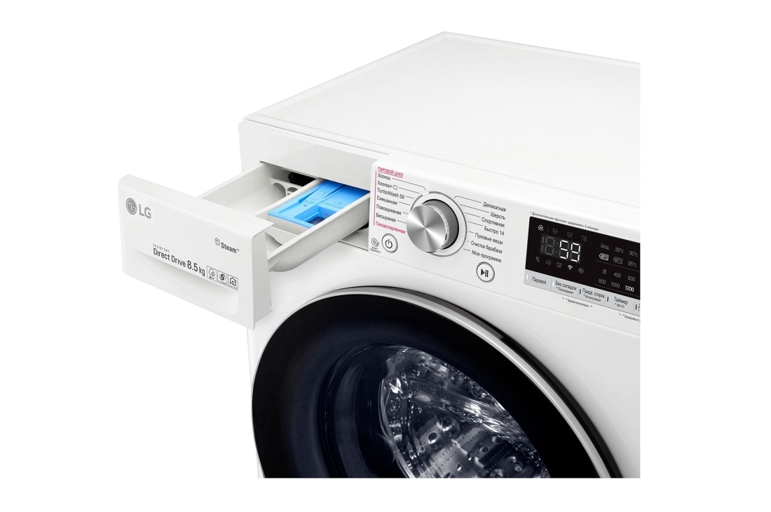 LG Стиральная машина узкая LG F2V7GW1W с паром, технология AI DD, 8,5 кг, detergent box view, F2V7GW1W, thumbnail 5