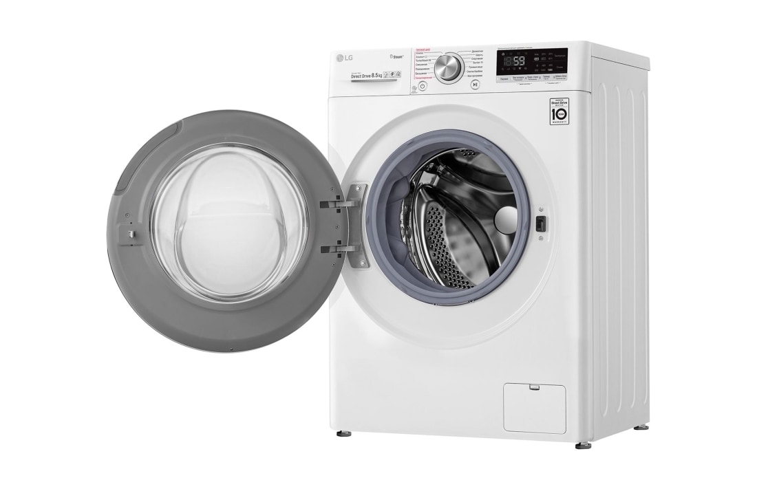 LG Стиральная машина узкая LG F2V7GW1W с паром, технология AI DD, 8,5 кг, right open view, F2V7GW1W, thumbnail 12