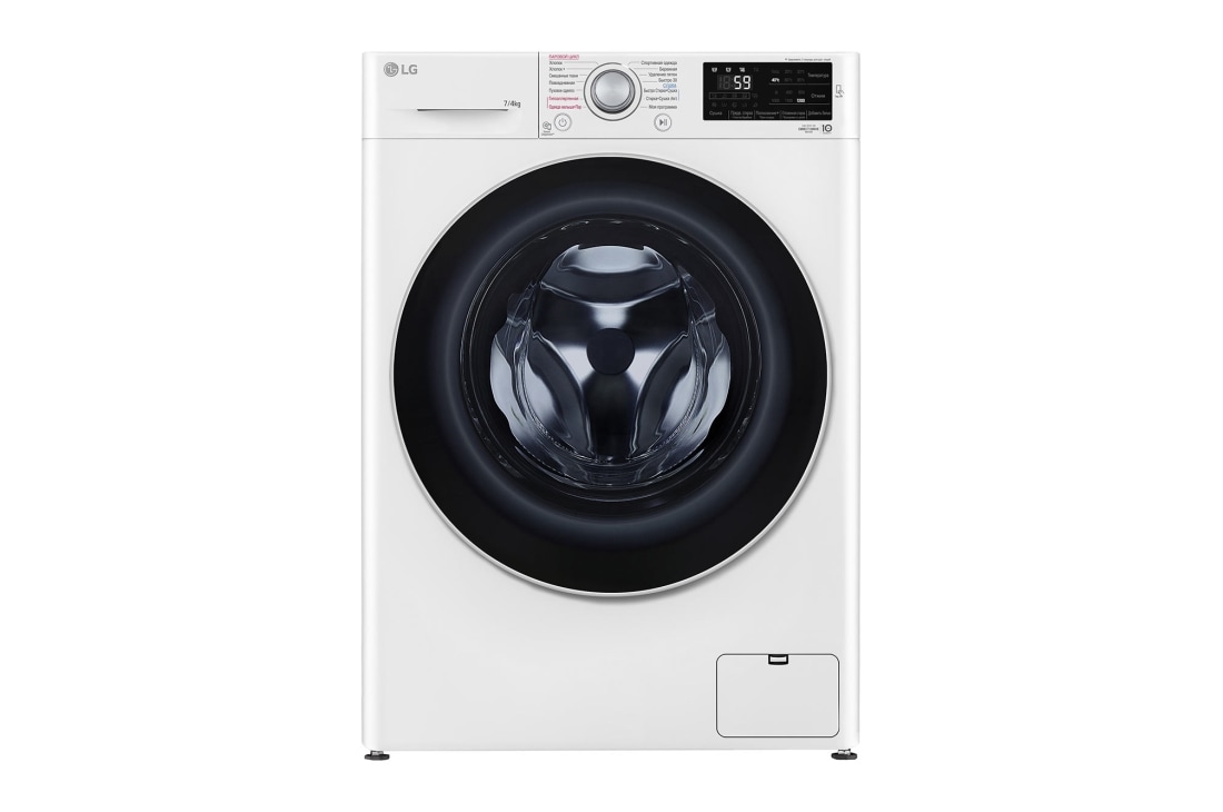 LG Узкая стирально-сушильная машина LG F2J6HG8W с паром, 7/4 кг, Front, F2J6HG8W