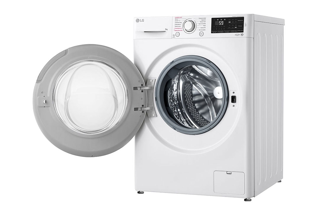 LG Стиральная машина LG F4M5VSDW с паром, 9 кг, right view with door open, F4M5VSDW, thumbnail 11