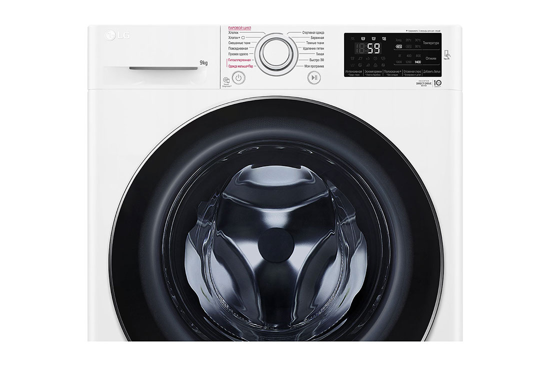 LG Стиральная машина LG F4M5VSDW с паром, 9 кг, Washer close up view, F4M5VSDW, thumbnail 6