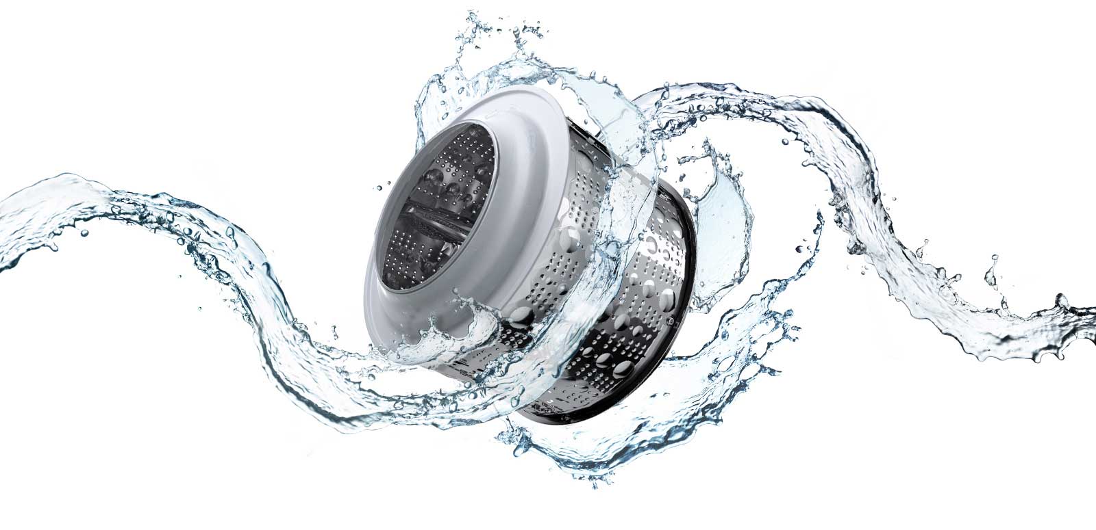 Барабан стиральной машины LG омывается водой 