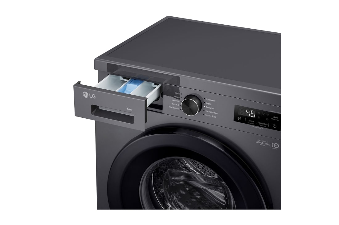 LG Стиральная машина узкая LG F2Y1NS6J с паром, 6 кг, Стиральная машина LG F2Y1NS6J с открытым лотком (вид справа), F2Y1NS6J, thumbnail 6