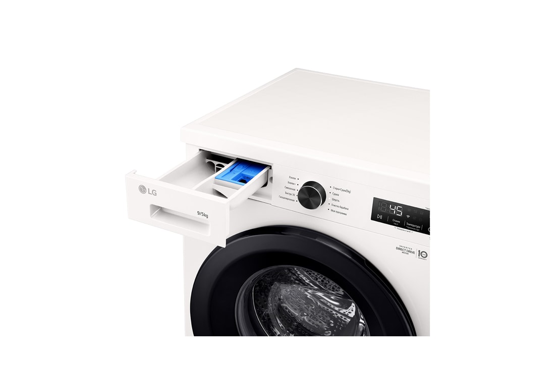 LG Стирально-сушильная машина LG F2Y2VG6W с паром, 9/5 кг, Стирально-сушильная машина LG F2Y2VG5J с открытым лотком (вид справа), F2Y2VG6W, thumbnail 6