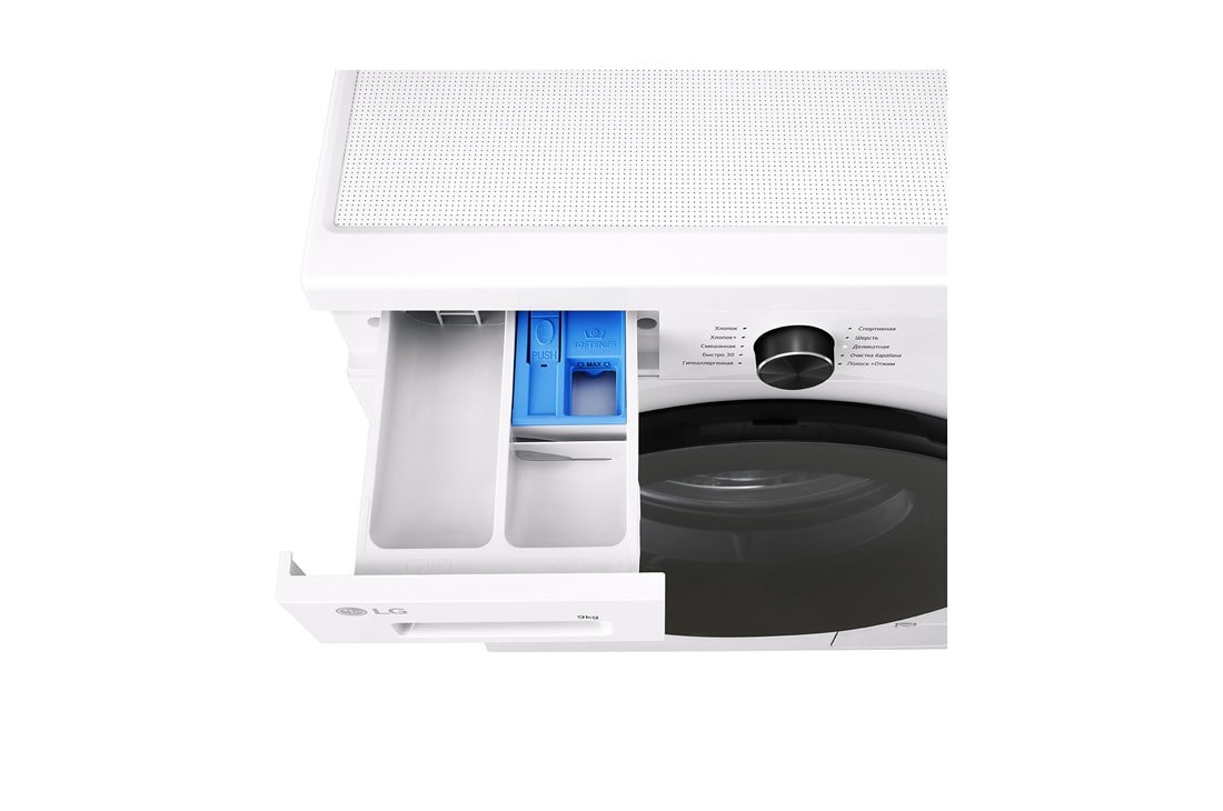 LG Стиральная машина LG F2Y1VS5W с паром, 9 кг, стиральная машина LG F2Y2VG5J с открытым лотком (вид сверху), F2Y1VS5W, thumbnail 7