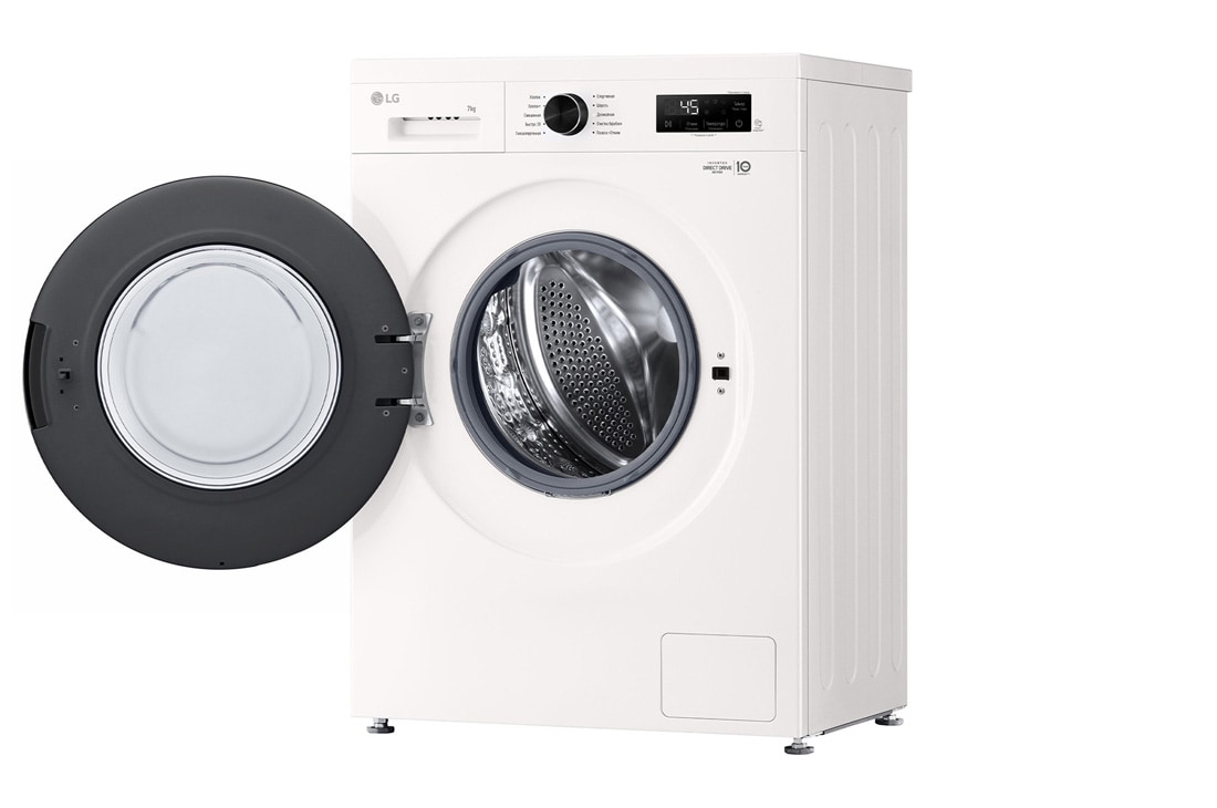 LG Стиральная машина узкая LG F2Y1HS6W с паром, 7 кг, Стиральная машина LG F2Y1HS6W с открытой дверцей (вид справа), F2Y1HS6W, thumbnail 9