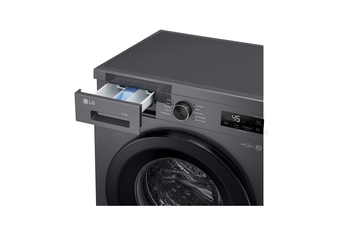 LG Стиральная машина узкая LG F2Y1WS6J с паром, 6,5 кг, Стиральная машина LG F2Y1WS6J с открытым лотком (вид справа), F2Y1WS6J, thumbnail 6