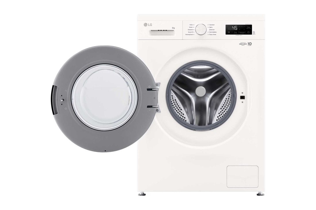 LG Стиральная машина узкая LG F2Y1NS3W с паром, 6 кг, Стиральная машина LG F2Y1NS3W с открытой дверцей, F2Y1NS3W, thumbnail 2