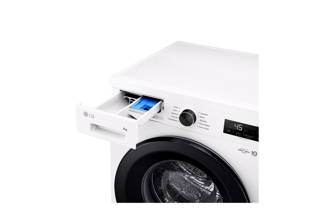 LG Стиральная машина LG F2Y1VS6W с паром, 9 кг, стиральная машина LG F2Y2VG5J с открытым лотком (вид справа), F2Y1VS6W, thumbnail 6