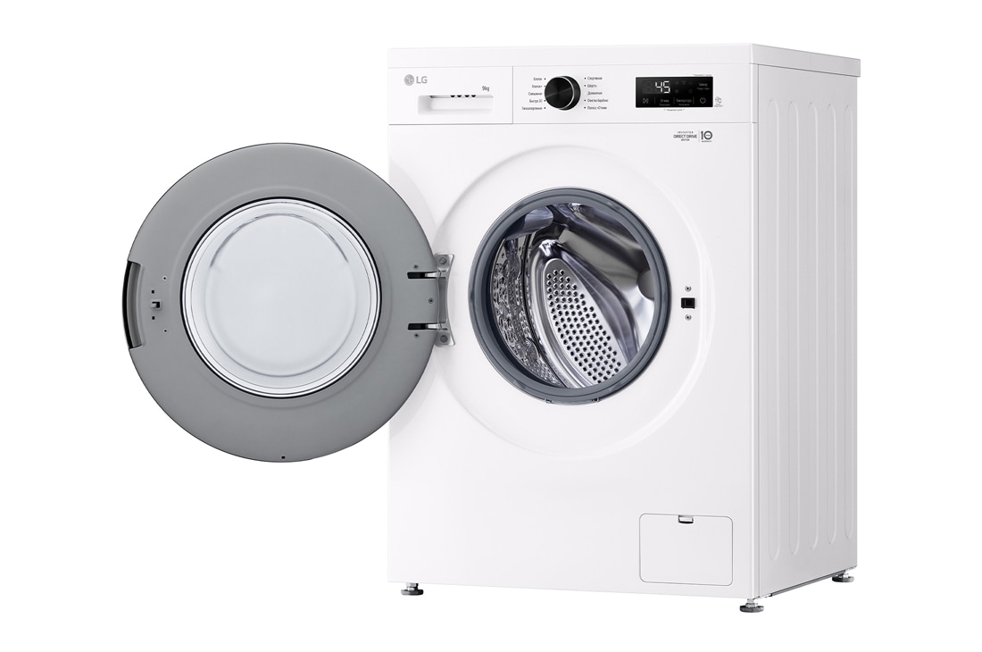 LG Стиральная машина LG F2Y1VS6W с паром, 9 кг, стиральная машина LG F2Y2VG5J с открытой дверцей (вид справа), F2Y1VS6W, thumbnail 9