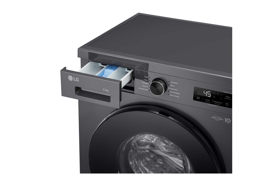 LG Стиральная машина узкая LG F2Y1WS5J с паром, 6,5 кг, Стиральная машина LG F2Y1WS5J с открытым лотком (вид справа), F2Y1WS5J, thumbnail 6