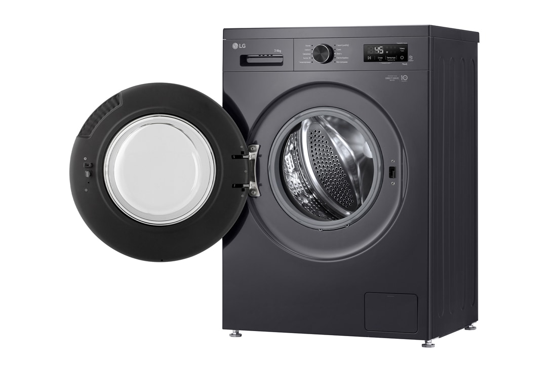 LG Узкая стирально-сушильная машина LG F2Y2HG5J с паром, 7/4 кг, Стирально-сушильная машина LG F2Y2VG5J с открытой дверцей (вид справа), F2Y2HG5J, thumbnail 9
