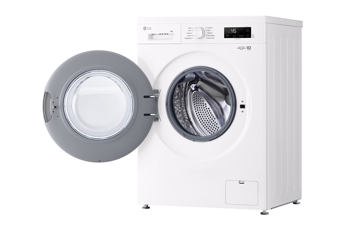 LG Стиральная машина LG F2Y1VS3W с паром, 9 кг, стиральная машина LG F2Y2VG5J с открытой дверцей (вид справа), F2Y1VS3W, thumbnail 9