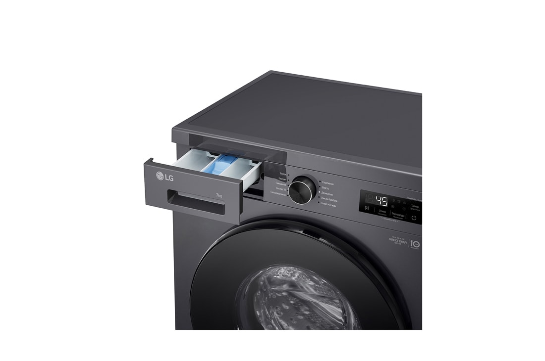 LG Стиральная машина узкая LG F2Y1HS5J с паром, 7 кг, Стиральная машина LG F2Y1HS3W с открытым лотком (вид справа), F2Y1HS5J, thumbnail 6