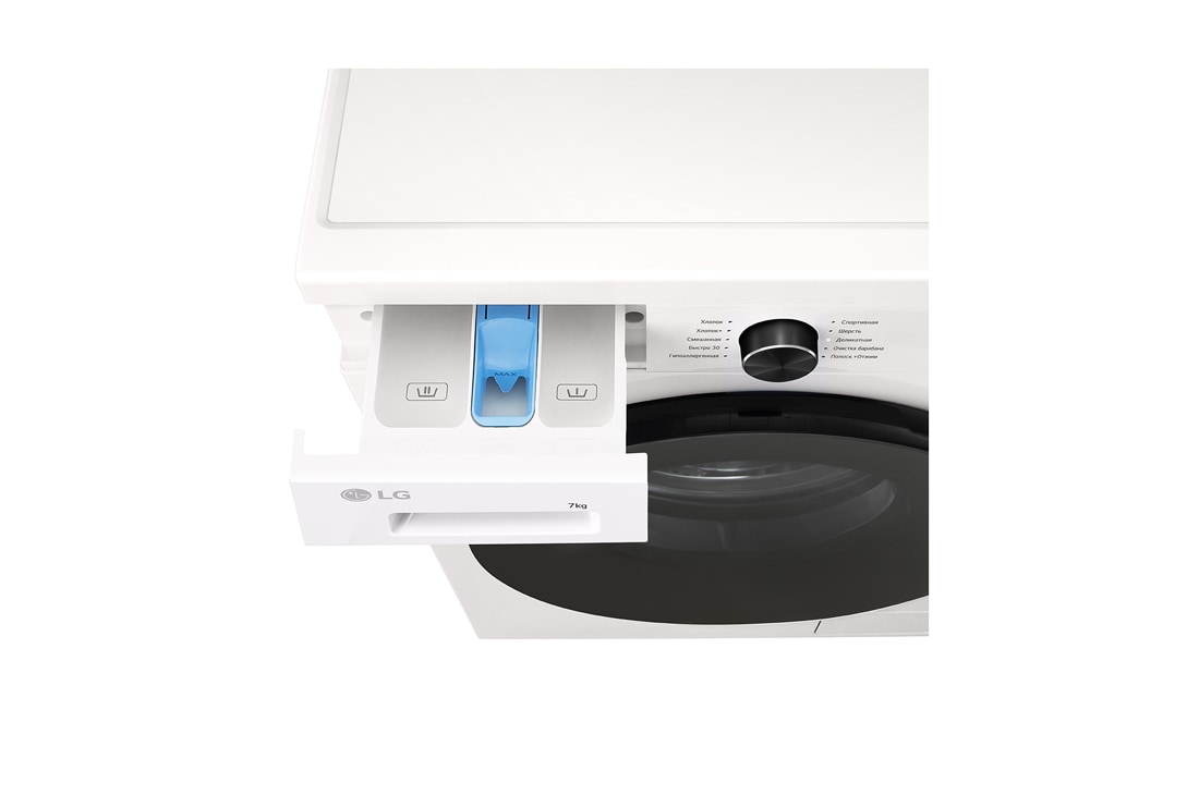 LG Стиральная машина узкая LG F2Y1HS5W с паром, 7 кг, Стиральная машина LG F2Y1HS3W с открытым лотком (вид сверху), F2Y1HS5W, thumbnail 7
