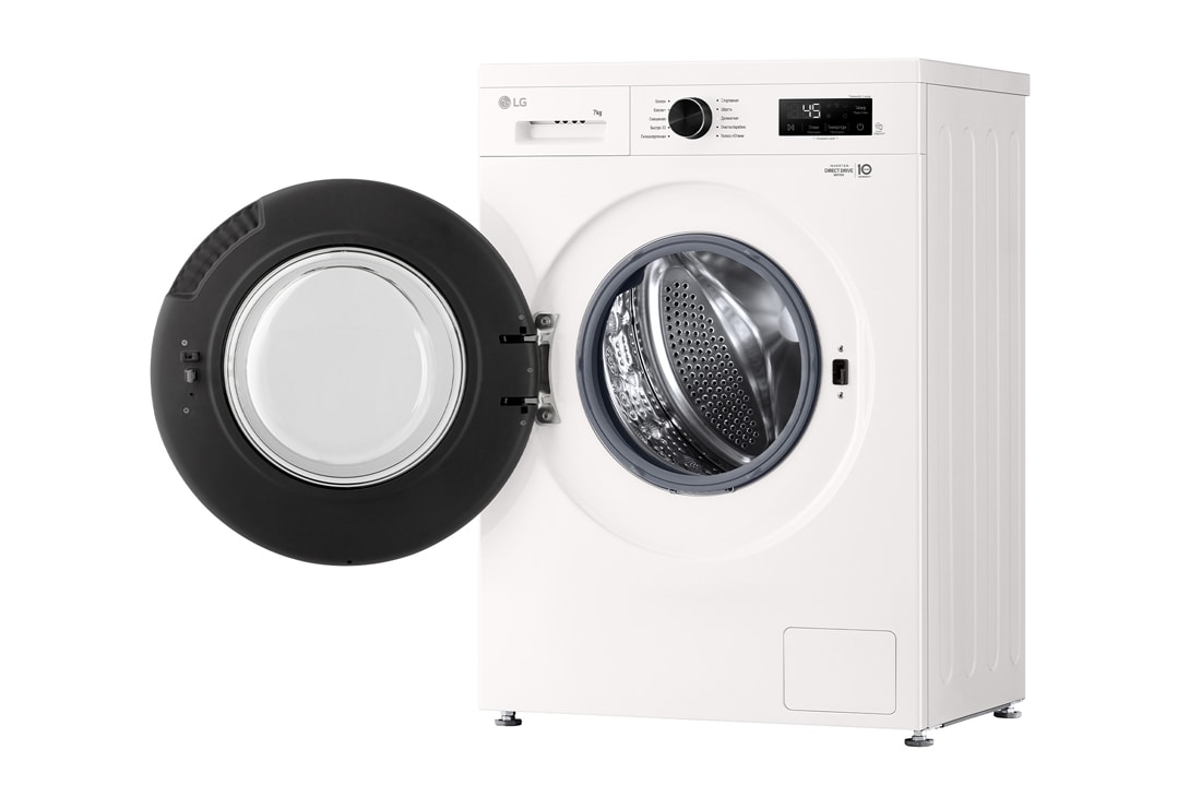LG Стиральная машина узкая LG F2Y1HS5W с паром, 7 кг, Стиральная машина LG F2Y1HS3W с открытой дверцей (вид справа), F2Y1HS5W, thumbnail 9