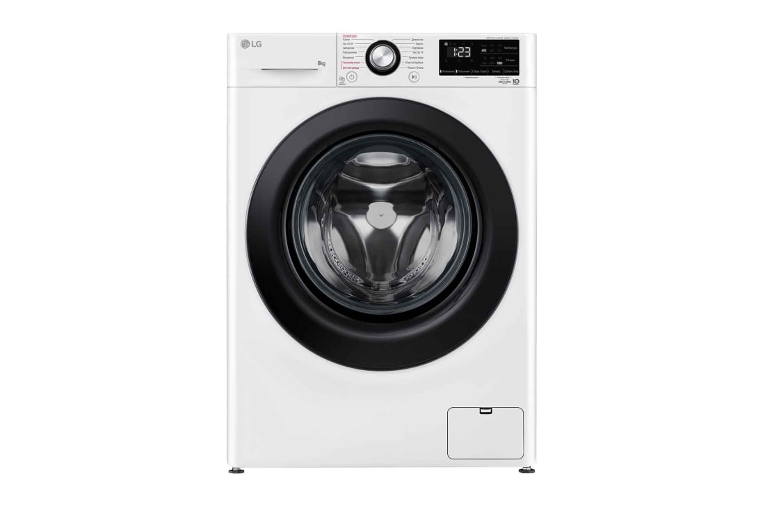 LG Стиральная машина узкая LG F2V3PS6W с паром, 8 кг, front, F2V3PS6W