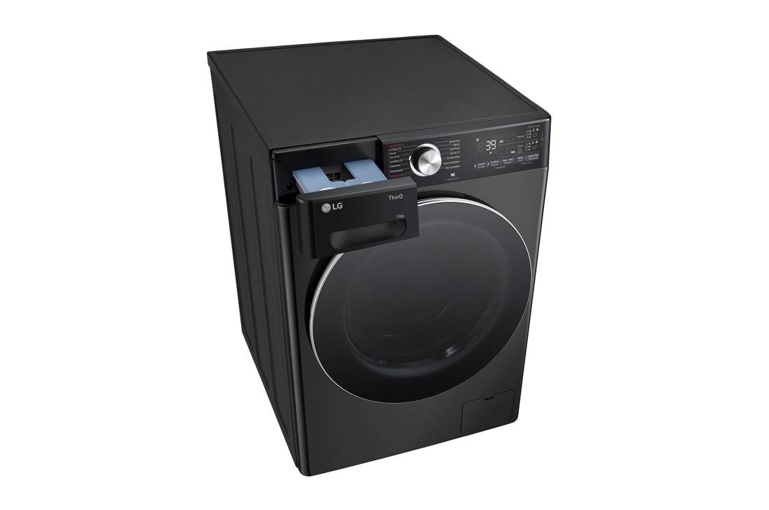 LG Стиральная машина LG F4V9LA2P с паром, 13 кг, Стиральная машина LG F4V9LA2P с открытым лотком (вид слева в перспективе), F4V9LA2P, thumbnail 9