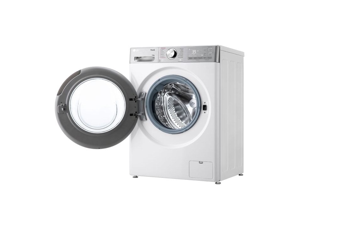 LG Стиральная машина LG F4V9LA2W с паром, 13 кг, Стиральная машина LG F4V9LA2W с открытой дверцей (вид справа), F4V9LA2W, thumbnail 11