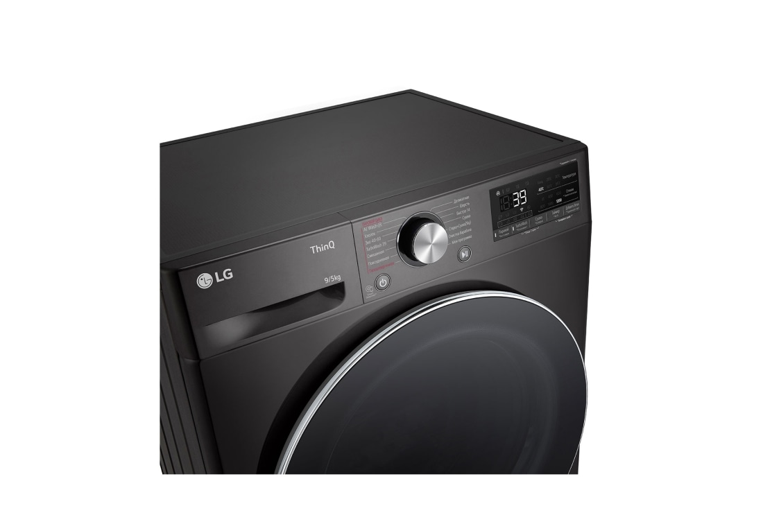 LG Узкая стирально-сушильная машина LG F2V9FC2P с паром, 9/5 кг, Панель стирально-сушильной машины LG F2V9FC2P (вид слева в перспективе), F2V9FC2P, thumbnail 3