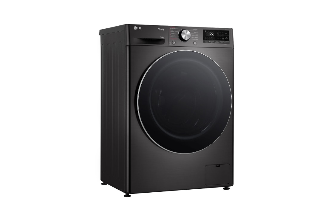 LG Узкая стирально-сушильная машина LG F2V9FC2P с паром, 9/5 кг, Стирально-сушильная машина LG F2V9FC2P с открытым лотком (вид слева в перспективе), F2V9FC2P, thumbnail 9