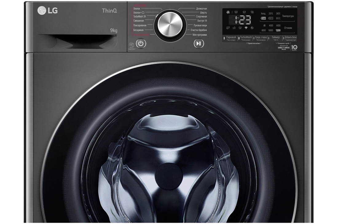 LG Стиральная машина узкая LG F2V9FW9P с паром, 9 кг, Панель стиральной машины LG F2V9FW9P (фронтальный вид), F2V9FW9P, thumbnail 5