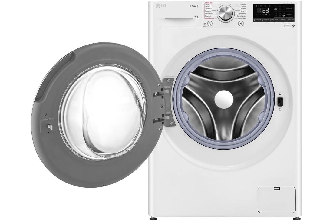 LG Стиральная машина узкая LG F2V9FW9W с паром, 9 кг, Стиральная машина LG F2V9FW9W с открытой дверцей, F2V9FW9W, thumbnail 2